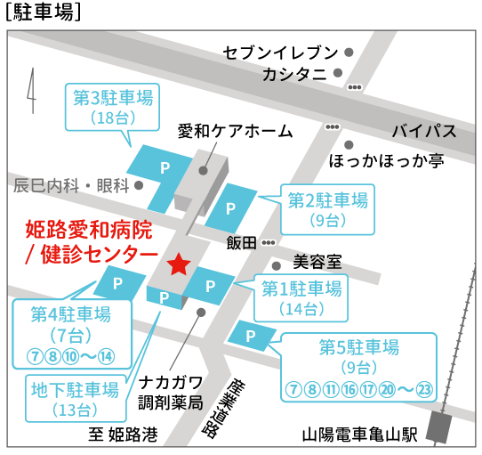 姫路愛和病院 健診センターの駐車場地図